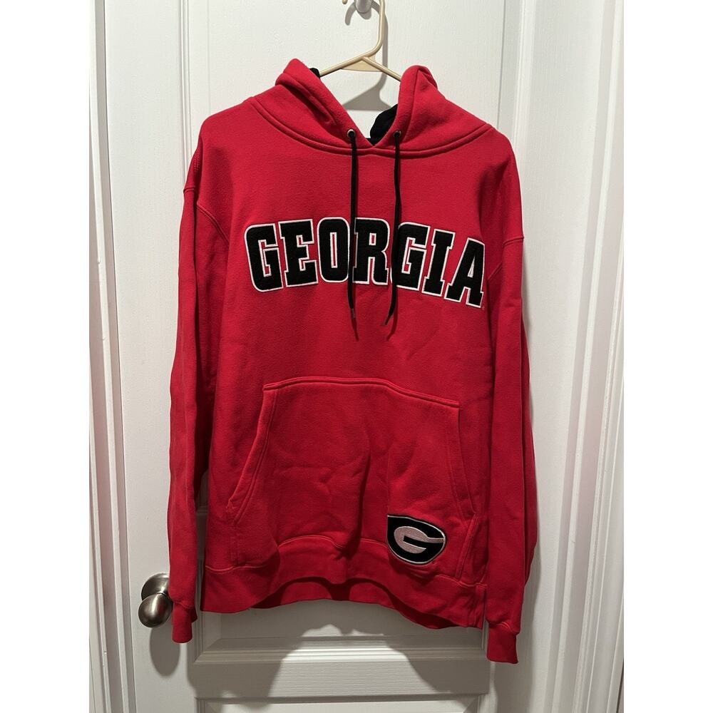 UGA Georgia Bulldogs Hooded Embroidered Red Sweatshirt Men’s Medium Vintage